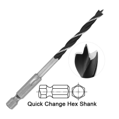 Rolled Forged Wood Brad Point Drill Bit, Hex Shank