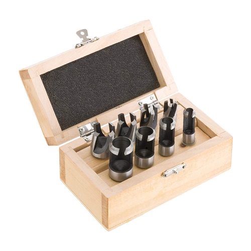 8pc Wood Plug Cutter Set, Wooden Box