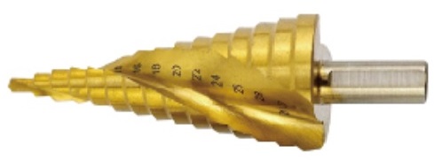 HSS Spiral Step Drill Bit, Tin-coated